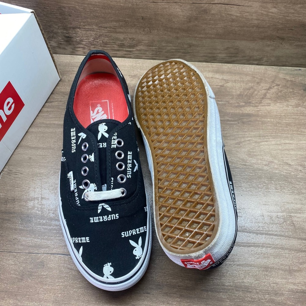 Rare Supreme Playboy Vans Authentic Pro Low Mens 9 Black FW 2013 Streetwear Mint - Picture 4 of 13